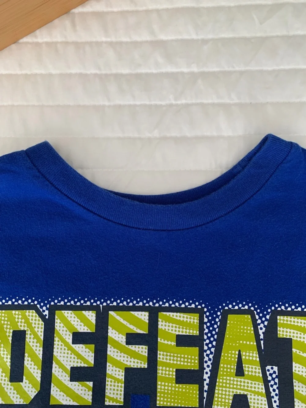 Children’s Place T-Shirt Boys Size L (10/12) Blue Defeat Is Not an Option Tee